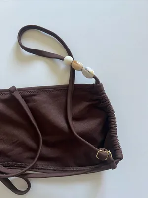 {Abercrombie & Fitch} Brand New Brown Bandeau Beaded Bikini Top thumbnail 4