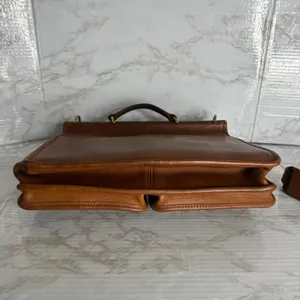 Coach kensington satchel briefcase Leather Messenger Brown bag front pockets thumbnail 7