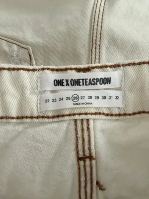 One X Oneteaspoon High Waist Bonita Denim Cut-off Shorts in Cream - Size 26 thumbnail 3