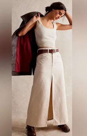 Free people We The Free Come As You Are Denim Maxi Skirt Sz 6 thumbnail 1