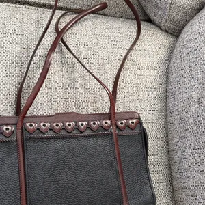 Black Leather Brighton Jagger Purse Silver Heart Details Great Condition Y2K VTG thumbnail 10