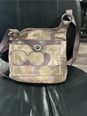 Coach Penelope Optic Signature sateen and leather crossbody bag lavender khaki thumbnail 4