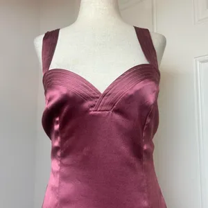 Anthropologie Satin Midi Dress in Mauve thumbnail 5