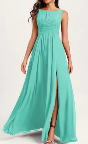 JJs House Mint Green Sleeveless Chiffon Maxi Dress with Side Slit thumbnail 1