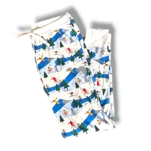 Hanna Andersson Womens Organic Cotton Ski Scene Pajama Set Blue White Winter thumbnail 3