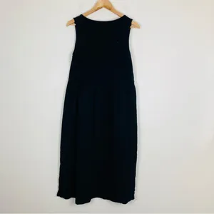 Madewell black mixed fabric black cotton midi dress. Size Large. thumbnail 2