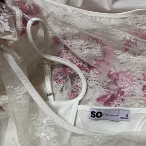 SO Long Sleeve Lace Top White thumbnail 5
