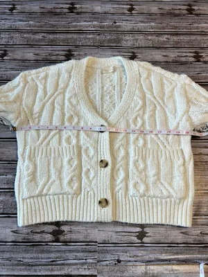 Altar'd State Cream Cable-Knit Frindge Boho Cardigan size XS thumbnail 5