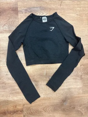Black Gymshark Seamless Long Sleeve Vital Crop Top thumbnail 1
