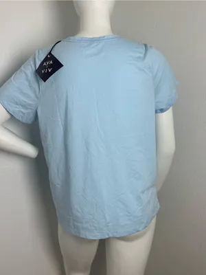 Ava & Viv Pale Blue V-Neck Short Sleeve Tee thumbnail 6