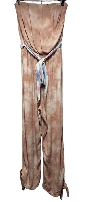 Free‎ People Dusty Mauve Tie Dye Strapless Jumpsuit Small Boho Wide Leg Romper thumbnail 1