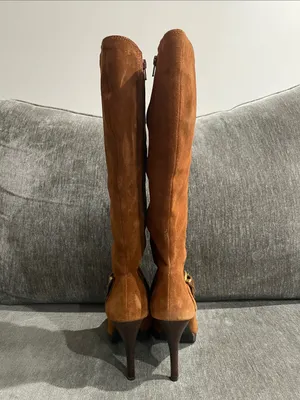 Michael Kors Cognac Suede Leather Knee-High Boots Size 8 thumbnail 7