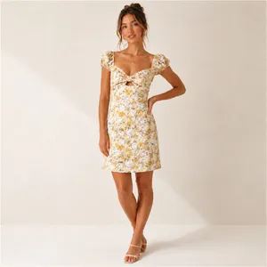 ASTR The‎ Label Yellow Floral Puff Sleeve Mini Dress S Homecoming Cottagecore thumbnail 2