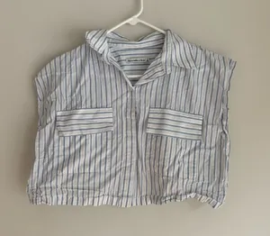 Abercrombie & Fitch White Shirt with Blue Stripes thumbnail 1