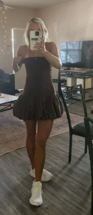 Strapless bubble dress Brown thumbnail 2