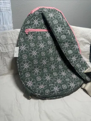 Quilted Olive Green Floral Crossbody Bag with Pink Trim by Oak and Reed. new thumbnail 7