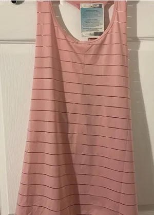 Athletic Pink Striped‎ Mesh Racerback Tank Top Size XL thumbnail 1