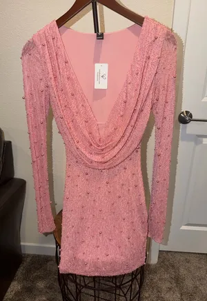 Brand New Windsor Long Sleeve Faux Pearl Beaded Mini Dress Size Small thumbnail 1