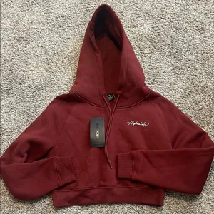 Alphalete Signature‎ Maroon Cropped Fleece Hoodie Small NWT thumbnail 3