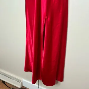 Vintage Victoria’s Secret Y2k Silky Slit Red Maxi Slip Dress Rosette Lace Medium thumbnail 6
