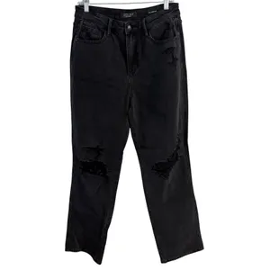 Judy Blue High Waisted Distressed 90s Straight Jean 9/29 Women’s Black thumbnail 2