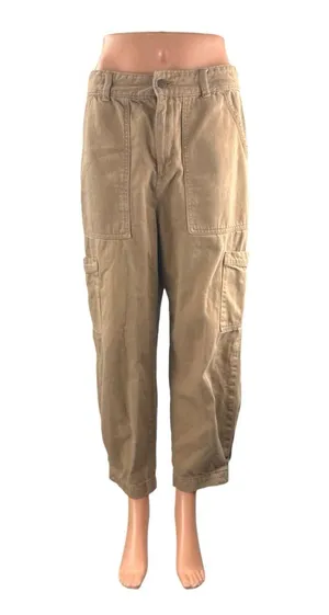 Banana Republic Womens Brown High Rise Barrel Wide Leg Cargo Denim Jeans Pants 4 thumbnail 1