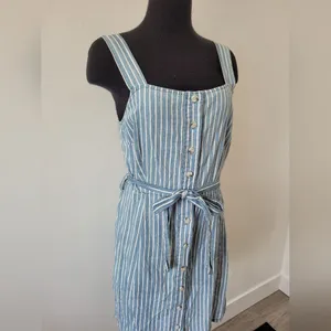 Urban Bliss 100% Cotton Striped Pinafore Dress Seersucker Retro Festival Size 6 thumbnail 2