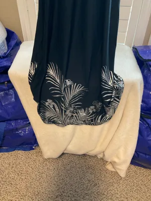 Swimsuit Black Dress with White Leaves thumbnail 3