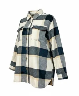 -New Maurices Plaid Shacket Women’s Size XXL Black Button Casual Shirt Coat Snap thumbnail 1