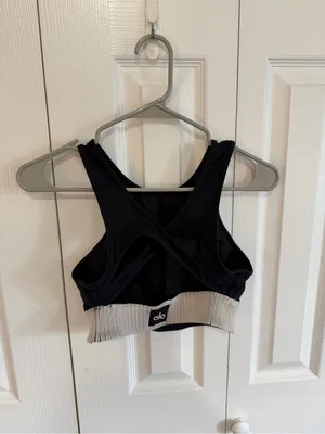 ALO Yoga Electric Sports Bra Black/White Size Small thumbnail 3