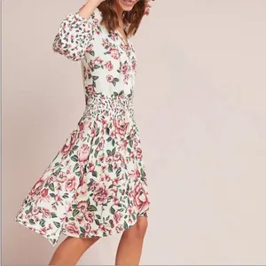 Farm Rio x Anthropologie Anabela Smocked Floral Dress Size XS thumbnail 14