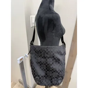 Coach Vintage Signature Monogram C Canvas Hobo/Bucket Bag 02' 6076 Black Y2K thumbnail 2
