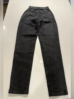 House of CB Bria Distressed High Waist Straight Leg Jeans FadedBlack Slim SizeXS thumbnail 5