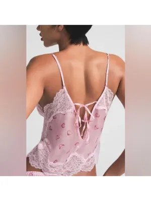 SKIMS Romance Lace Pink Heart Cami Top Small thumbnail 2