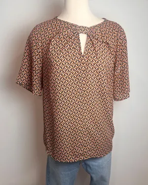 Pleione Geo Abstract Bow Detail Blouse thumbnail 1