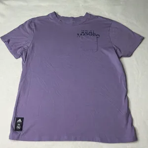 Adidas Real Madrid Pocket T-Shirt Womens Small Purple Cotton‎ Short Sleeve Tee thumbnail 1