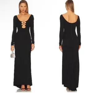 New! Alice + Olivia Kalena Plunge Crystal Jersey Cut Out Maxi Dress Sz‎ 8 $550 thumbnail 2