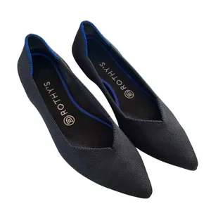 Rothy's The Point Flats Womens 9 Black Blue Halo Sustainable Knit Pointed Toe thumbnail 3
