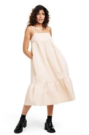 Kika Vargas Textured Empire Waist Midi Dress Size Medium thumbnail 1