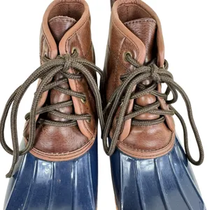 Capelli Brown Navy Rubber Faux Leather Lace Up Ankle Duck Boot Winter Size‎ 6 thumbnail 3