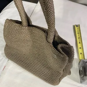 The Sak Crochet Knit Mini Tote Bag Brown Small Shoulder Purse thumbnail 10