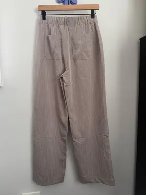 Halara Small NEW High Waisted Straight Leg Relaxed Pants Office Work Oatmeal thumbnail 3