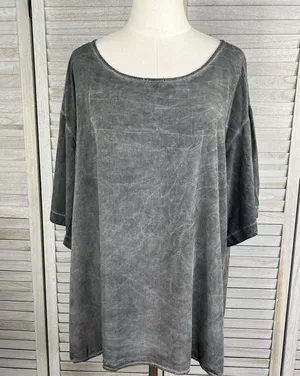 Dark Gray Acid Wash Short Sleeve Tee-XXL thumbnail 1