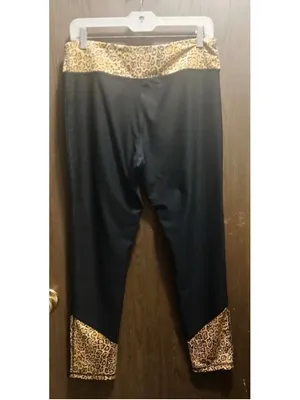 NWL Black Leopard Print Cropped Active Leggings Women’s XL thumbnail 7