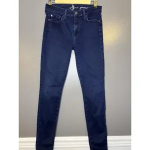 7 For All Mankind Gwenevere Skinny Jeans Womens 28 Dark Wash Blue Stretch Denim thumbnail 2