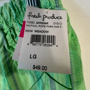 Fresh Produce Nautical‎ Rope Park Ave Capri Pants Meadow Green Cotton Large NWT thumbnail 3
