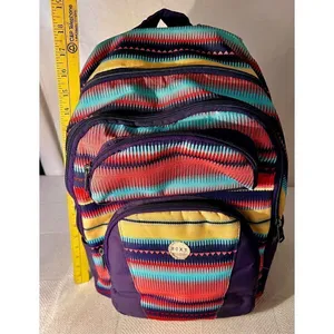 Roxy Bohemian Aztec Print Colorful Multi-Pocket Laptop Compartment Back thumbnail 7