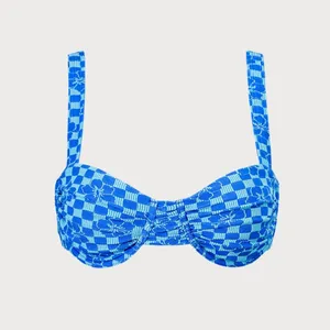 Berlook Blue Plaid Jacquard Underwire Bikini Set thumbnail 4