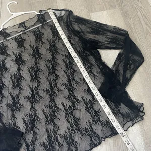 Lace Sheer Top floral long sleeve womens Black (size 2xl) whimsigoth dark boho thumbnail 6