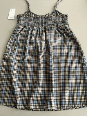 Hurley Blue and Tan Plaid dress Medium NWT thumbnail 5